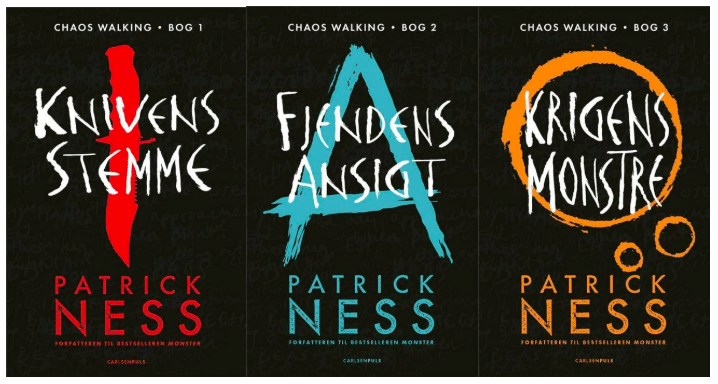 Dystopiske bøger: Chaos Walking-trilogien af Patrick Ness, Knivens stemme, Fjendens ansigt, Krigens monstre