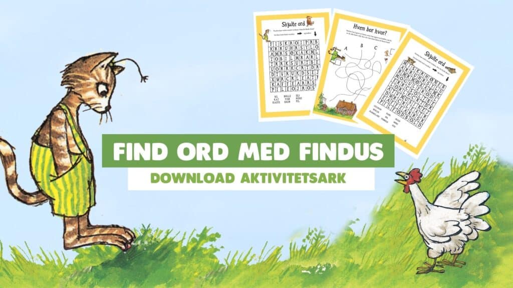 Find skjulte ord med Peddersen og Findus. Download aktivitetsark her